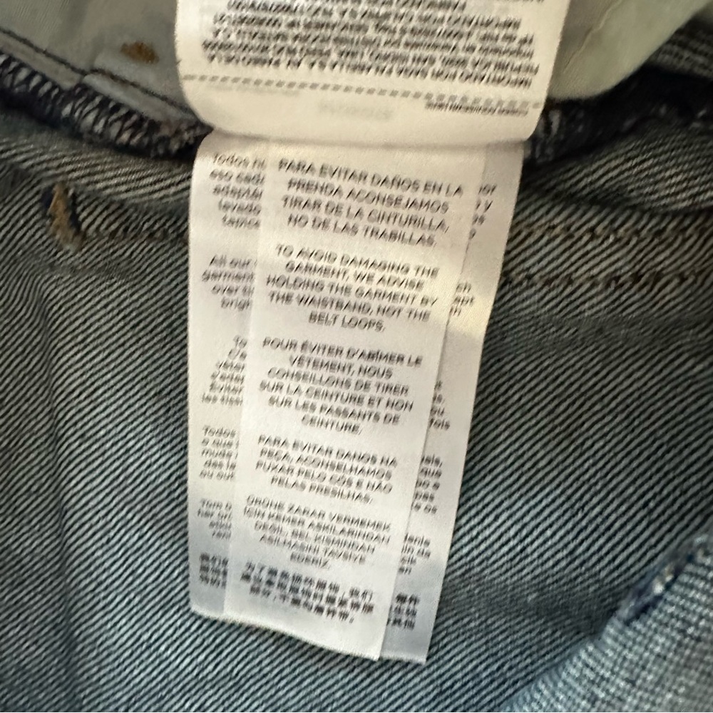 Mango Wide Leg Raw Edge Distressed Hem Blue Denim Jeans Casual Summer Classic - Picture 9 of 13